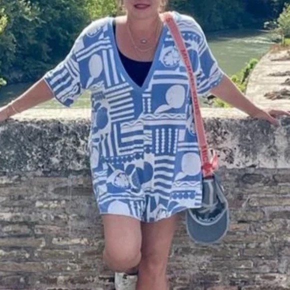 FP Hot Shot Printed Tee Romper in Sunday Market Blue sz xs NWT - Picture 5 of 6